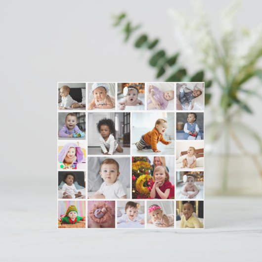 Ontwerp je eigen 20 fotocollage bedankkaart (Staand voorkant)