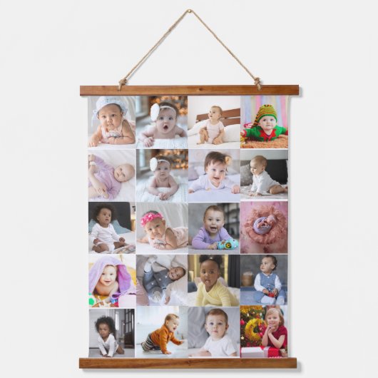 Ontwerp je eigen 20 fotocollage hangend wandkleed (Voorkant)