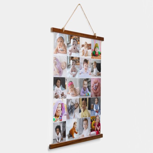Ontwerp je eigen 20 fotocollage hangend wandkleed (Gebogen)