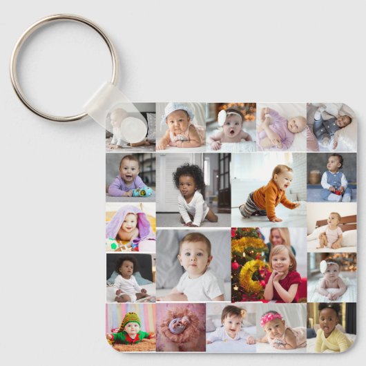 Ontwerp je eigen 20 fotocollage sleutelhanger (Voorkant)