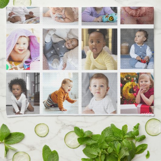 Ontwerp je eigen 20 fotocollage theedoek (Gevouwen)