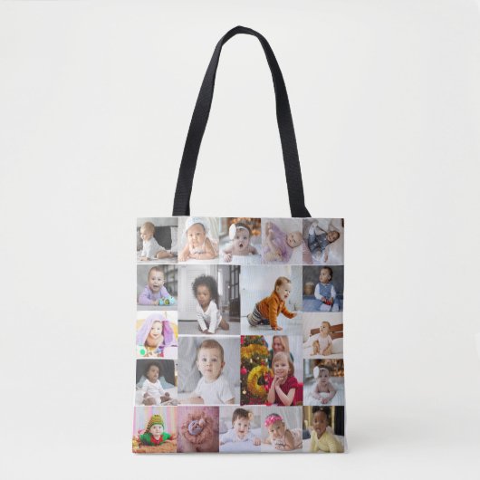 Ontwerp je eigen 20 fotocollage tote bag (Voorkant)