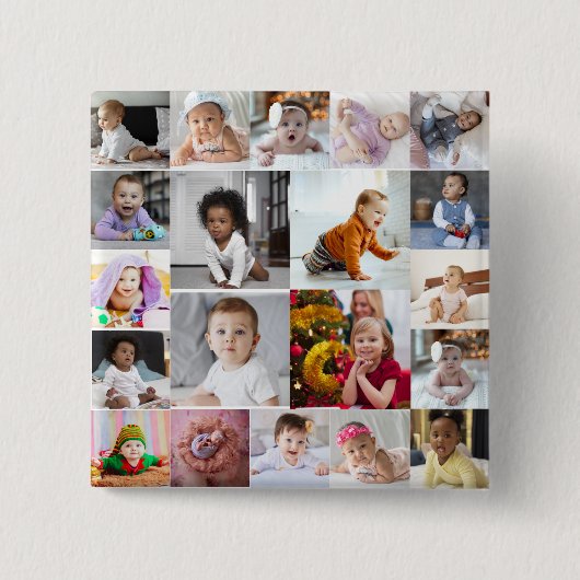 Ontwerp je eigen 20 fotocollage vierkante button 5,1 cm (Voorkant)