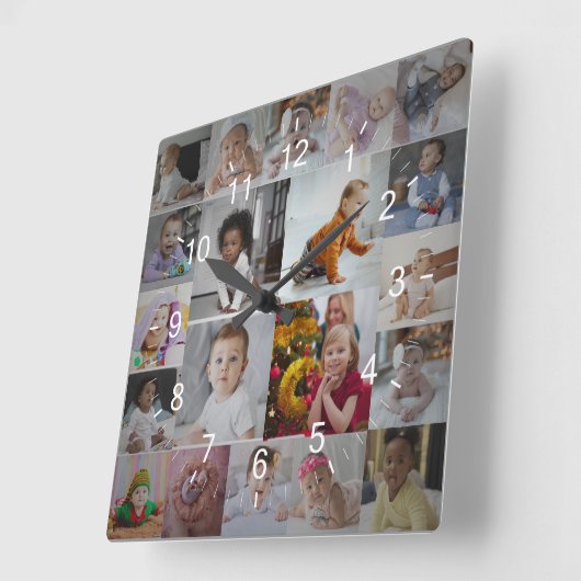 Ontwerp je eigen 20 fotocollage vierkante klok (Hoek)