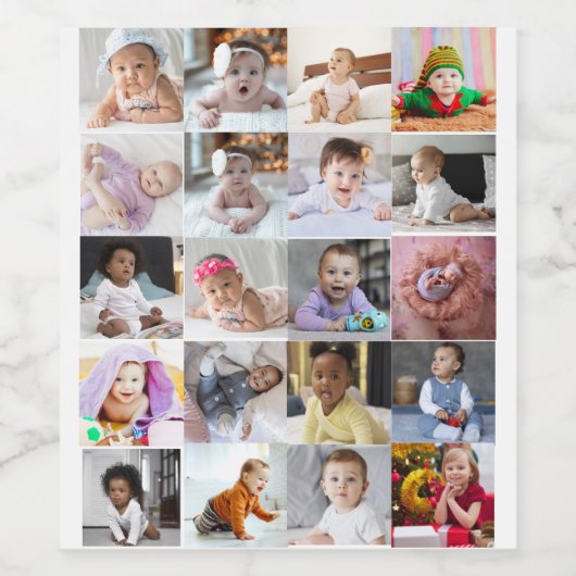 Ontwerp je eigen 20 fotocollage wijn etiket (Enkel label)