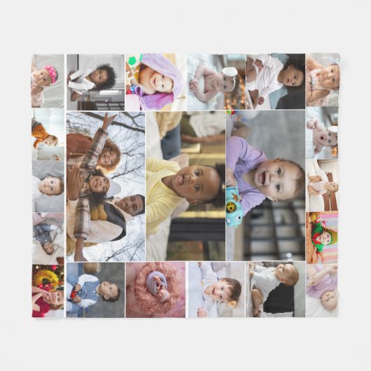 Ontwerp je eigen 21 fotocollage fleece deken (Voorkant (Horizontaal))