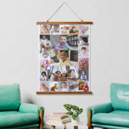 Ontwerp je eigen 21 fotocollage hangend wandkleed