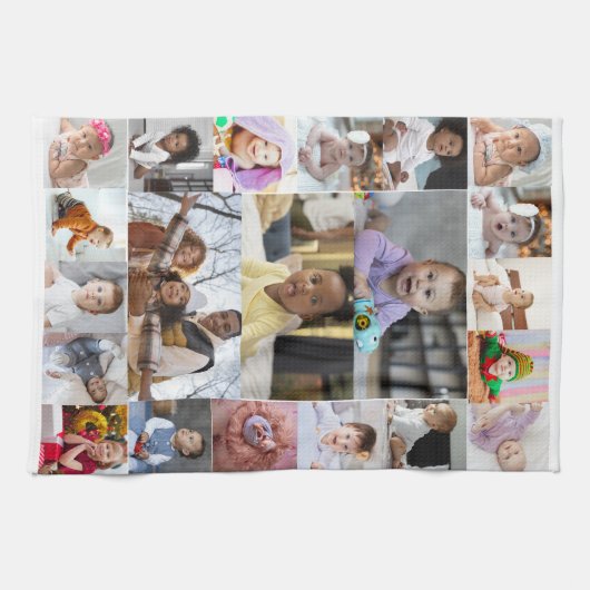 Ontwerp je eigen 21 fotocollage theedoek (Horizontaal)