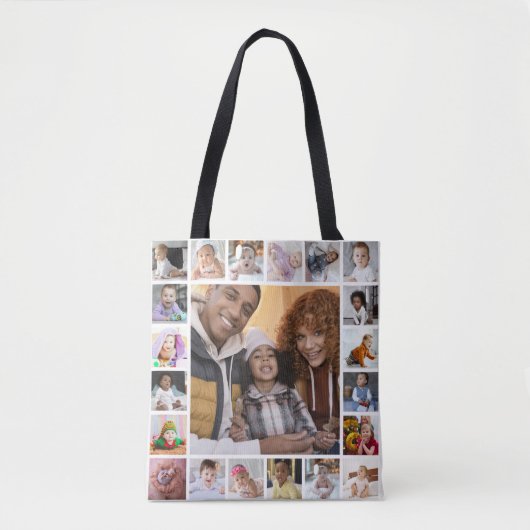 Ontwerp je eigen 21 fotocollage tote bag (Voorkant)