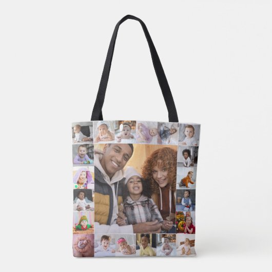 Ontwerp je eigen 21 fotocollage tote bag (Achterkant)