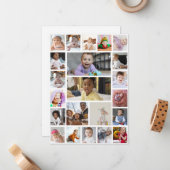 Ontwerp je eigen 22 foto collage ingelijste kunst notitiekaartje (Voorkant / Achterkant in situ)