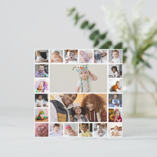 Ontwerp je eigen 22 foto collage kaart (Staand voorkant)
