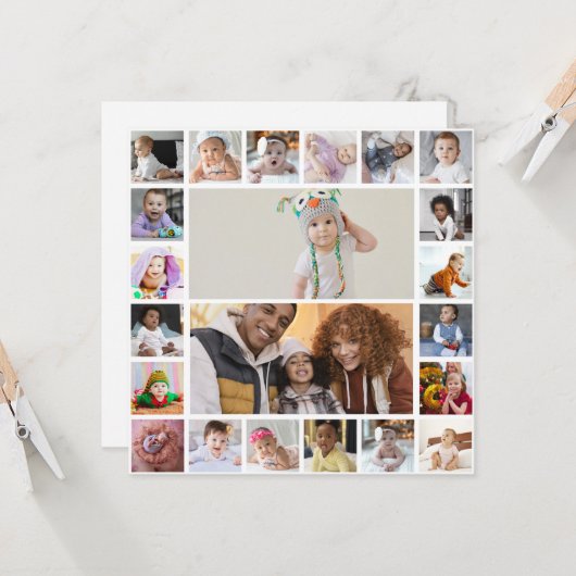 Ontwerp je eigen 22 foto collage kaart (Voorkant / Achterkant in situ)