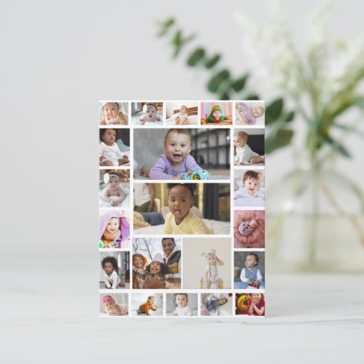 Ontwerp je eigen 22 foto-collageposter briefkaart (Staand voorkant)