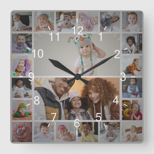 Ontwerp je eigen 22 fotocollage vierkante klok (Voorkant)