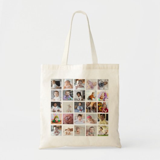 Ontwerp je eigen 25 fotocollage tote bag (Voorkant)