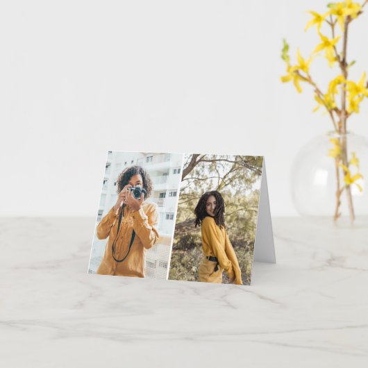 Ontwerp Je Eigen 2 Foto Collage Kaart (Gele Bloem)