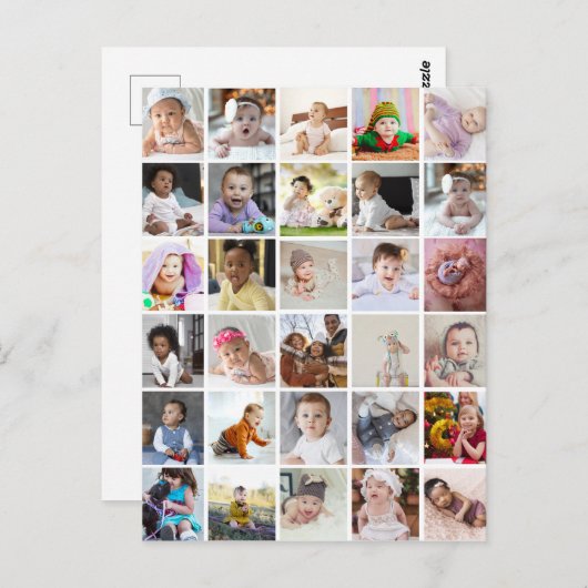 Ontwerp je eigen 30 fotocollage briefkaart (Voorkant / Achterkant)