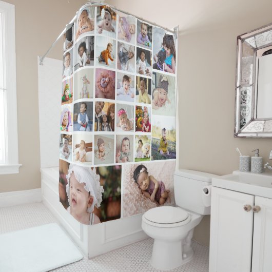 Ontwerp je eigen 30 fotocollage douchegordijn (In situ)