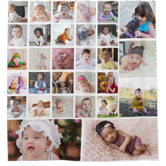 Ontwerp je eigen 30 fotocollage douchegordijn (Voorkant)