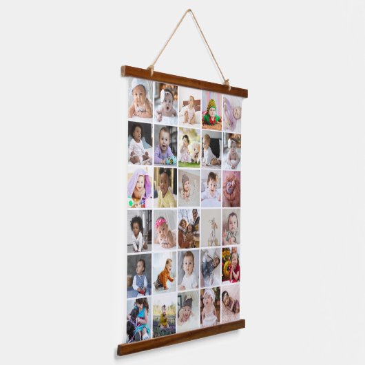 Ontwerp je eigen 30 fotocollage hangend wandkleed (Gebogen)