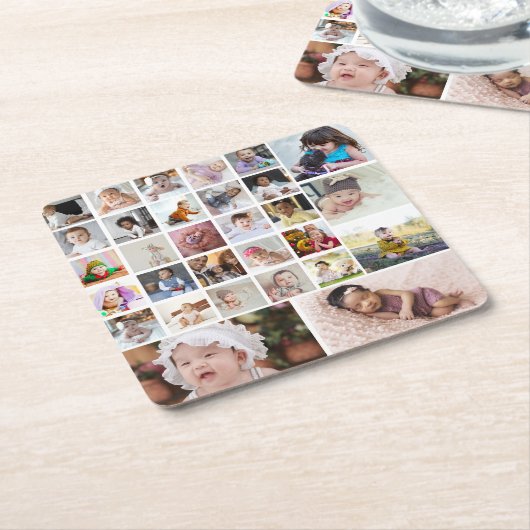 Ontwerp je eigen 30 fotocollage kartonnen onderzetters (Schuin)