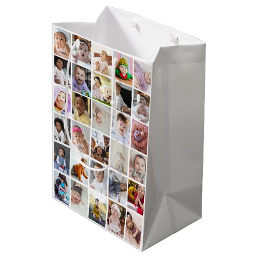 Ontwerp je eigen 30 fotocollage medium cadeauzakje (Achterkant Gekanteld)