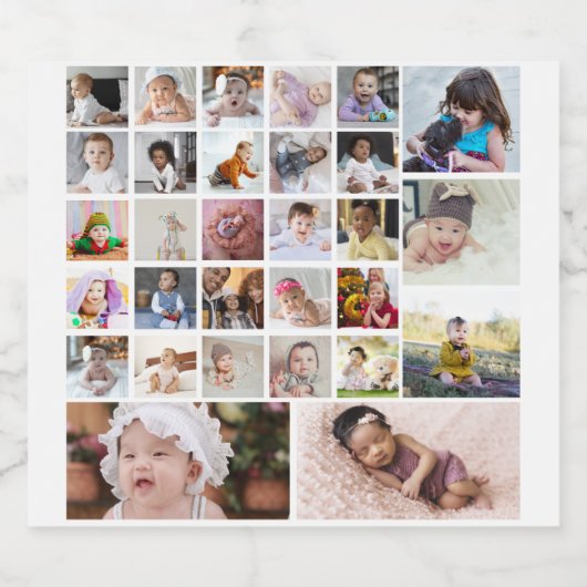 Ontwerp je eigen 30 fotocollage sparkling wijnetiket (Enkel label)