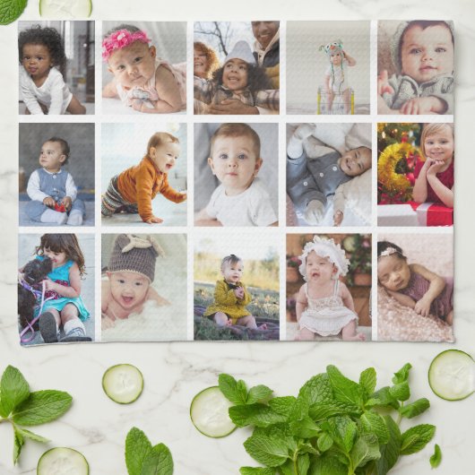 Ontwerp je eigen 30 fotocollage theedoek (Gevouwen)