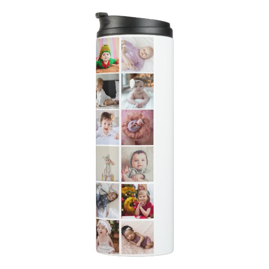 Ontwerp je eigen 30 fotocollage thermosbeker (Geroteerd rechts)