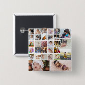 Ontwerp je eigen 30 fotocollage vierkante button 5,1 cm (Voorkant /achterkant)