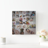 Ontwerp je eigen 30 fotocollage vierkante klok (Huis)