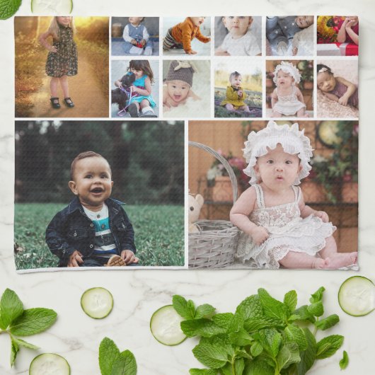 Ontwerp je eigen 35 fotocollage theedoek (Gevouwen)