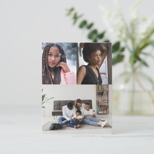 Ontwerp je eigen 3 fotocollage briefkaart (Staand voorkant)