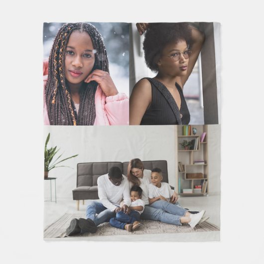 Ontwerp je eigen 3 fotocollage fleece deken (Voorkant)
