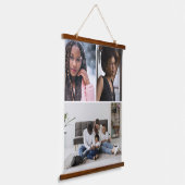 Ontwerp je eigen 3 fotocollage hangend wandkleed (Gebogen)