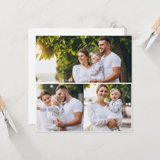 Ontwerp je eigen 3 fotocollage kaart (Voorkant / Achterkant in situ)