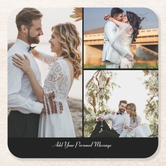 Ontwerp je eigen 3 fotocollage kartonnen onderzetters (Voorkant)