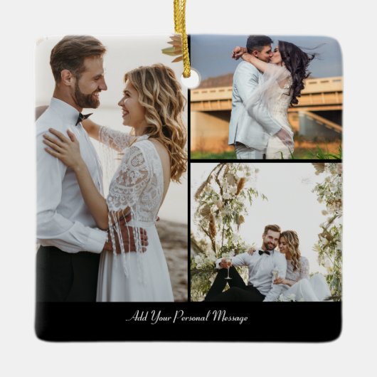 Ontwerp je eigen 3 fotocollage keramisch ornament (Voorkant)