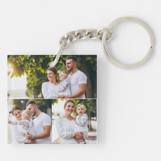 Ontwerp je eigen 3 fotocollage sleutelhanger (Achterkant)