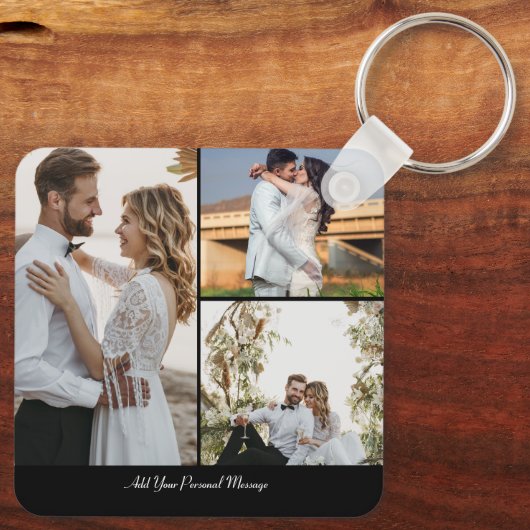 Ontwerp je eigen 3 fotocollage sleutelhanger (Achterkant)