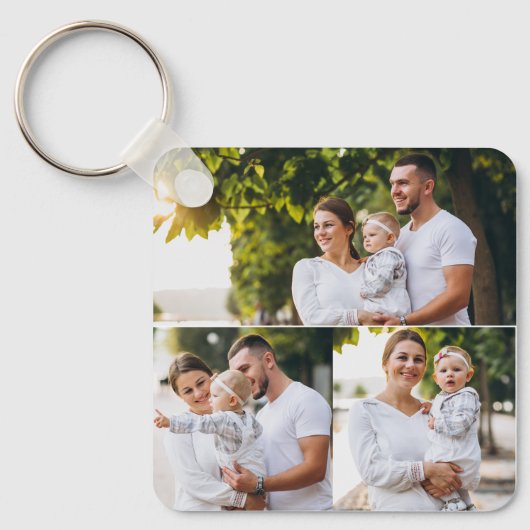 Ontwerp je eigen 3 fotocollage sleutelhanger (Voorkant)