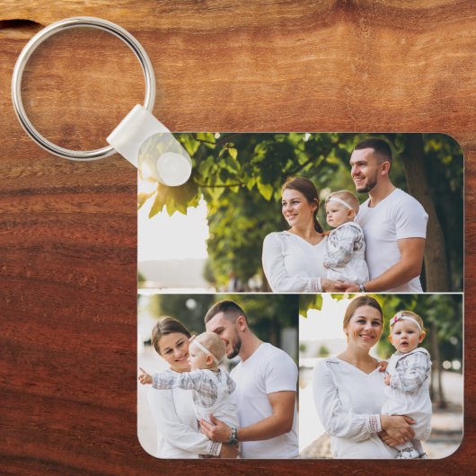 Ontwerp je eigen 3 fotocollage sleutelhanger (Voorkant)