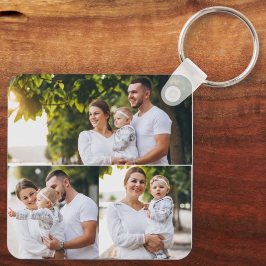 Ontwerp je eigen 3 fotocollage sleutelhanger (Achterkant)