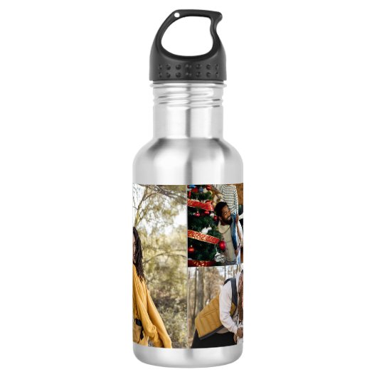 Ontwerp je eigen 3 fotocollage waterfles  (Voorkant)