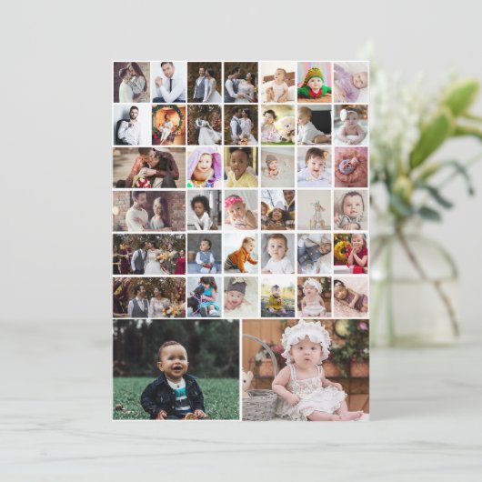 Ontwerp je eigen 40 fotocollage bedankkaart (Staand voorkant)