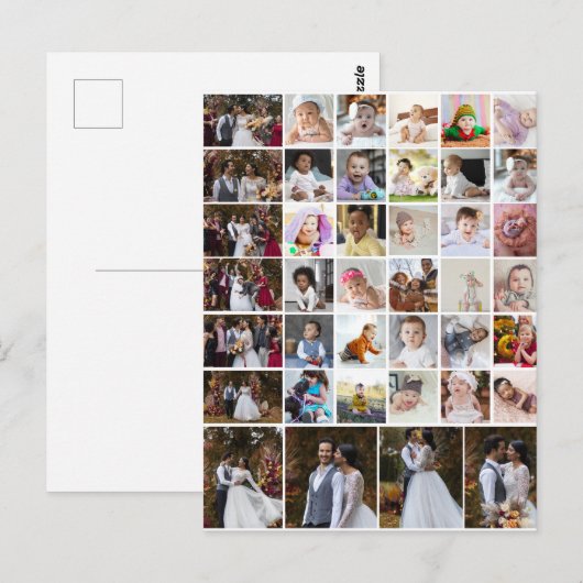 Ontwerp je eigen 40 fotocollage briefkaart (Voorkant / Achterkant)