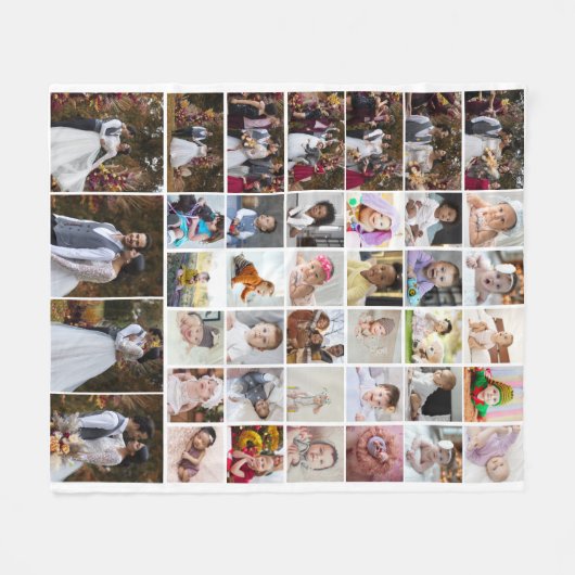 Ontwerp je eigen 40 fotocollage fleece deken (Voorkant (Horizontaal))
