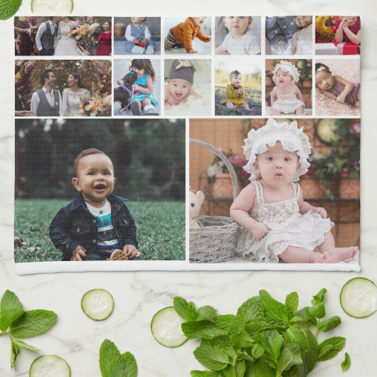 Ontwerp je eigen 40 fotocollage theedoek (Gevouwen)