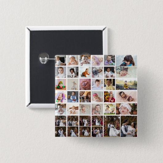 Ontwerp je eigen 40 fotocollage vierkante button 5,1 cm (Voorkant /achterkant)